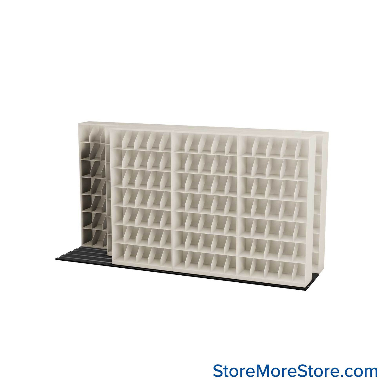 Mobile File Rack, 148" W x 42.75" D x 79.5" H, Fixed Dividers, 36" Shelf Width