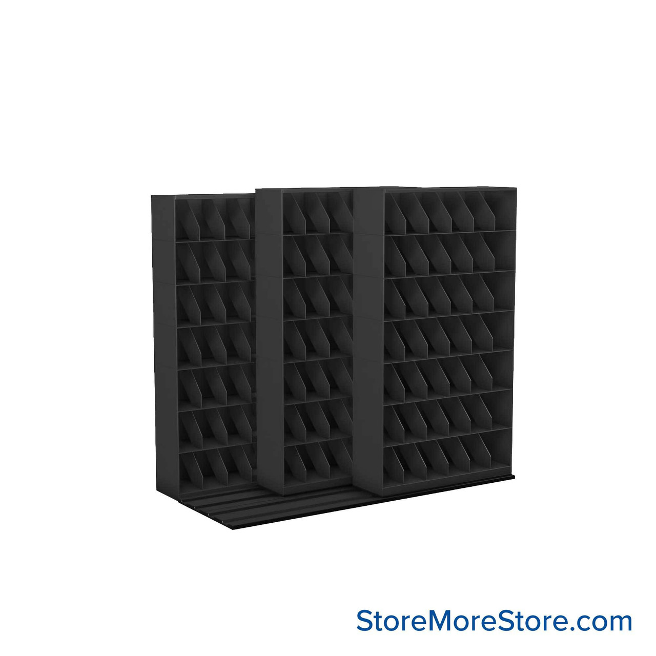 Mobile File Rack, 88" W x 51.75" D x 79.5" H, Fixed Dividers, 42" Shelf Width