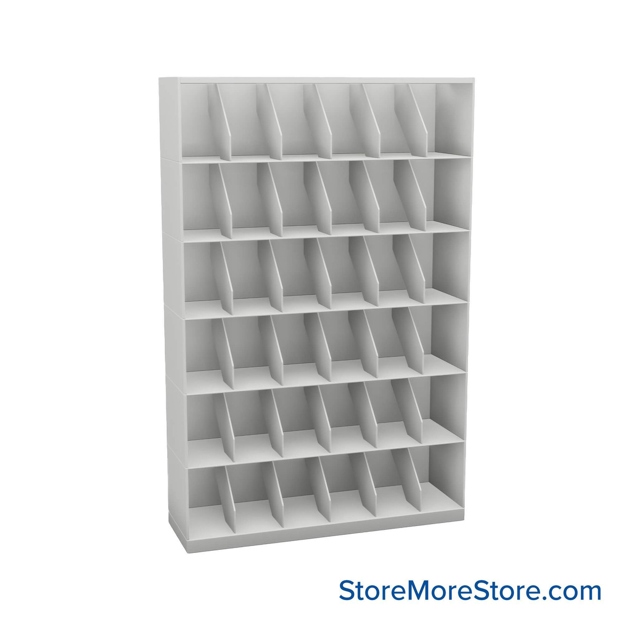 Stackable Metal Shelves, 42" W x 13.25" D x 63" H, Letter Size, 6 Levels, Fixed Welded Dividers