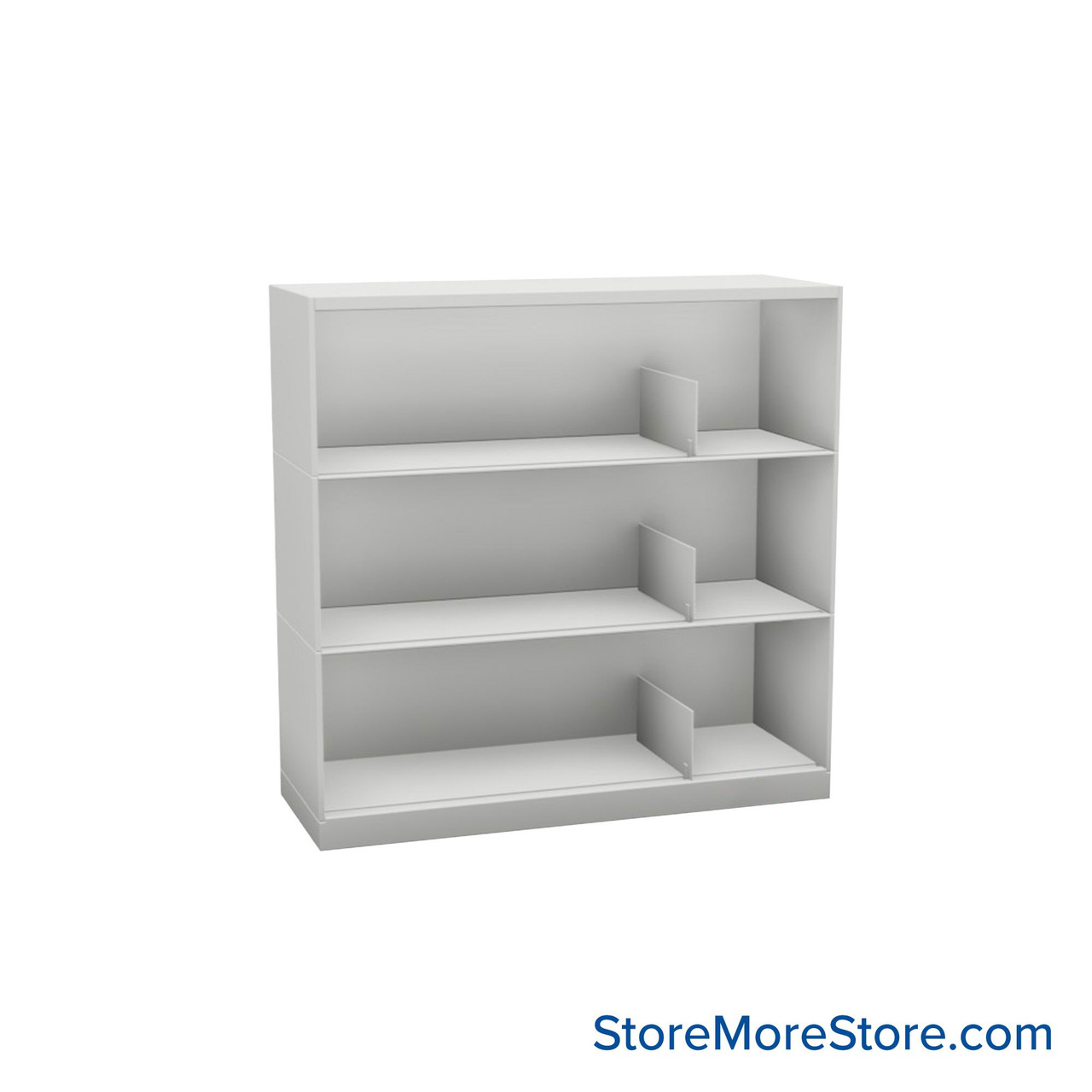 Stackable Metal Shelves, 36" W x 13.25" D x 33" H, Letter Size, 3 Levels, Sliding Dividers