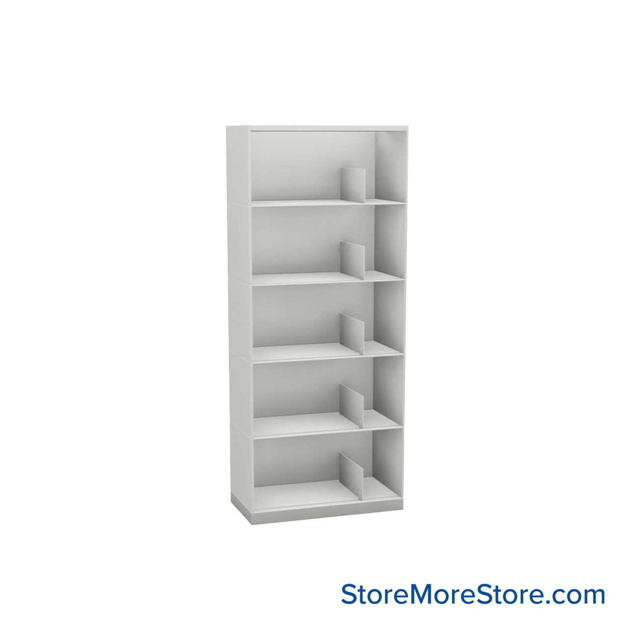 Stackable Metal Shelves, 24" W x 13.25" D x 53" H, Letter Size, 5 Levels, Sliding Dividers