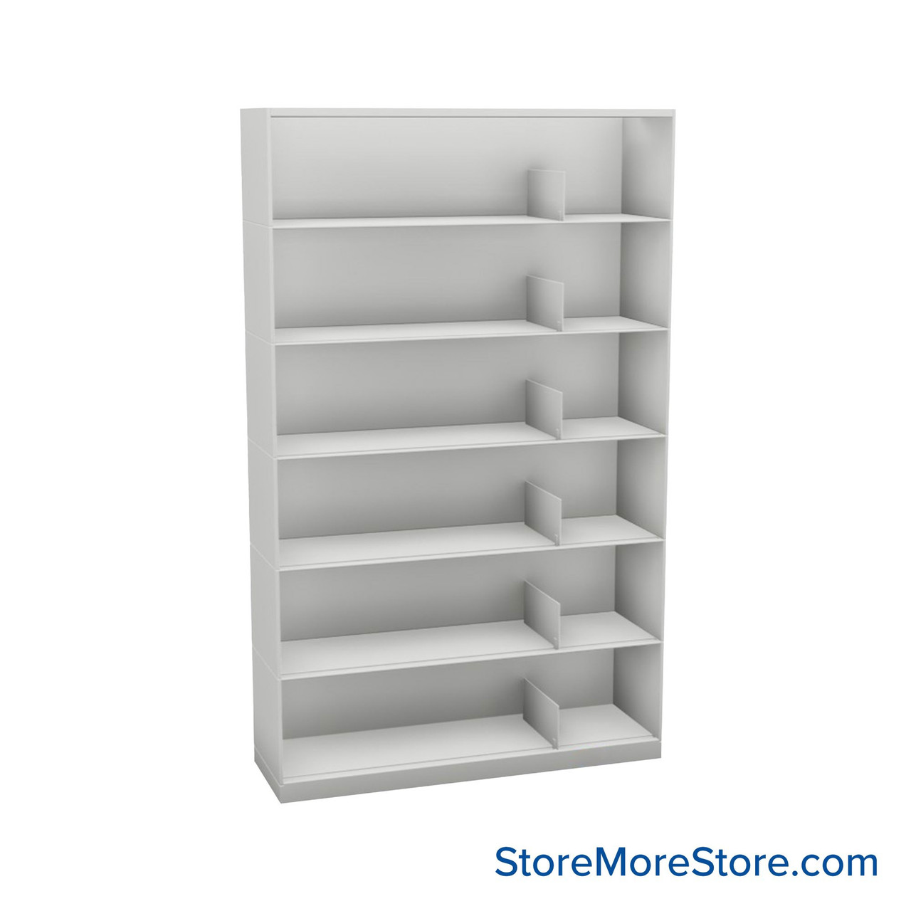 Stackable Metal Shelves, 42" W x 13.25" D x 63" H, Letter Size, 6 Levels, Sliding Dividers