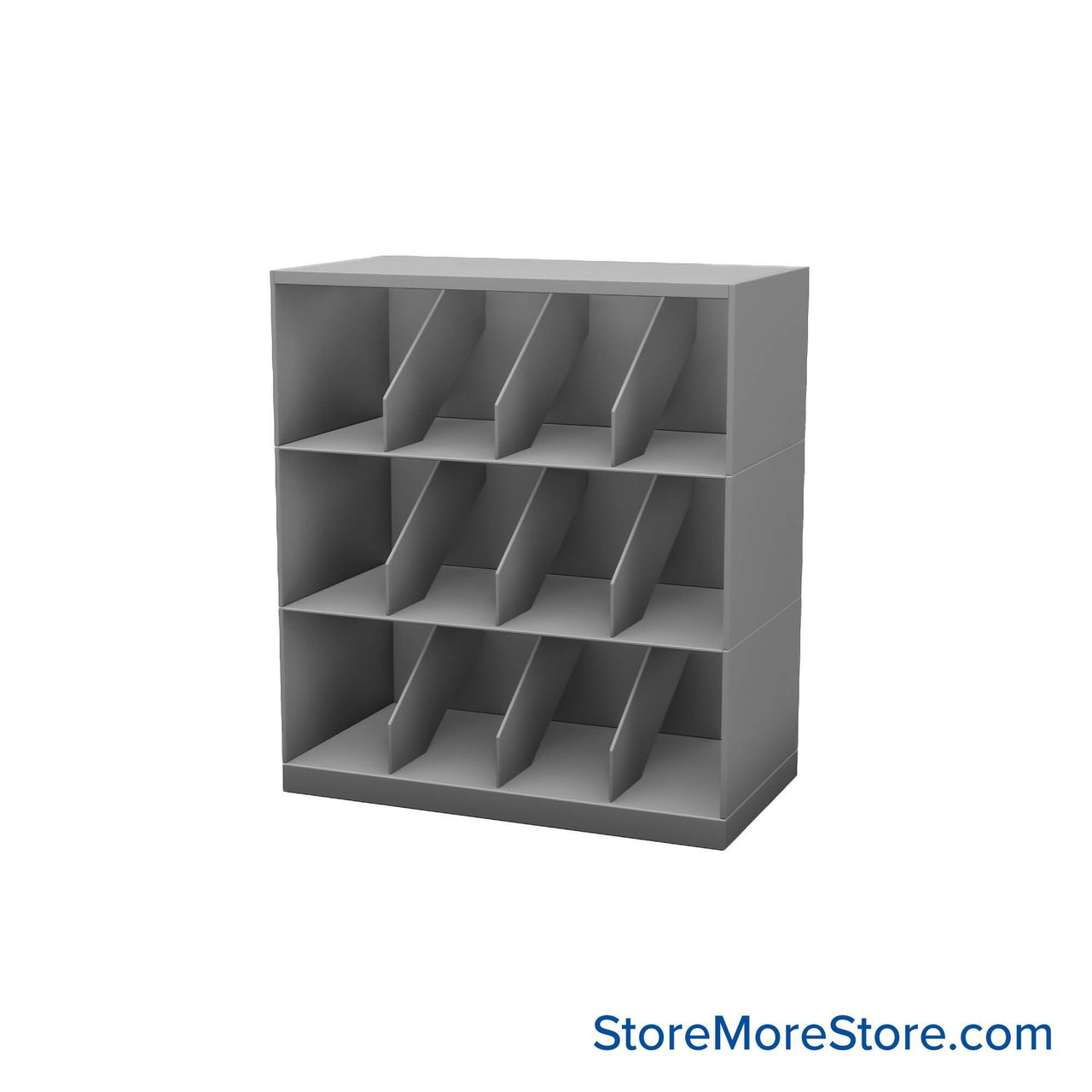 Stackable Metal Shelves, 30" W x 16.25" D x 33" H, Legal Size, 3 Levels, Fixed Welded Dividers
