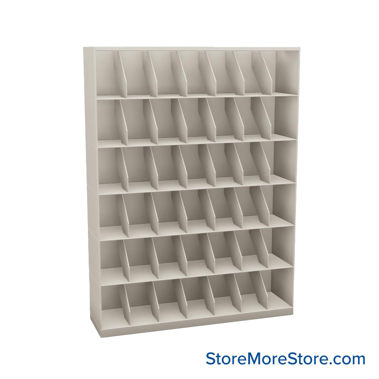 Stackable Metal Shelves, 48" W x 13.25" D x 63" H, Letter Size, 6 Levels, Fixed Welded Dividers