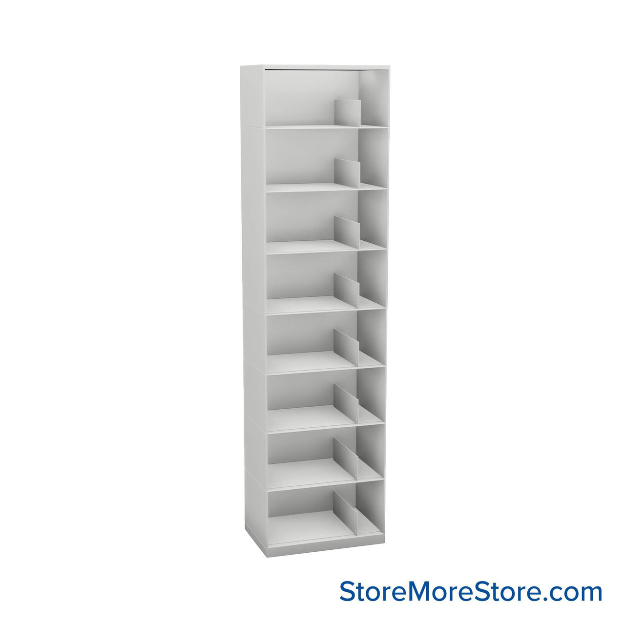 Stackable Metal Shelves, 24" W x 16.25" D x 83" H, Legal Size, 8 Levels, Sliding Dividers