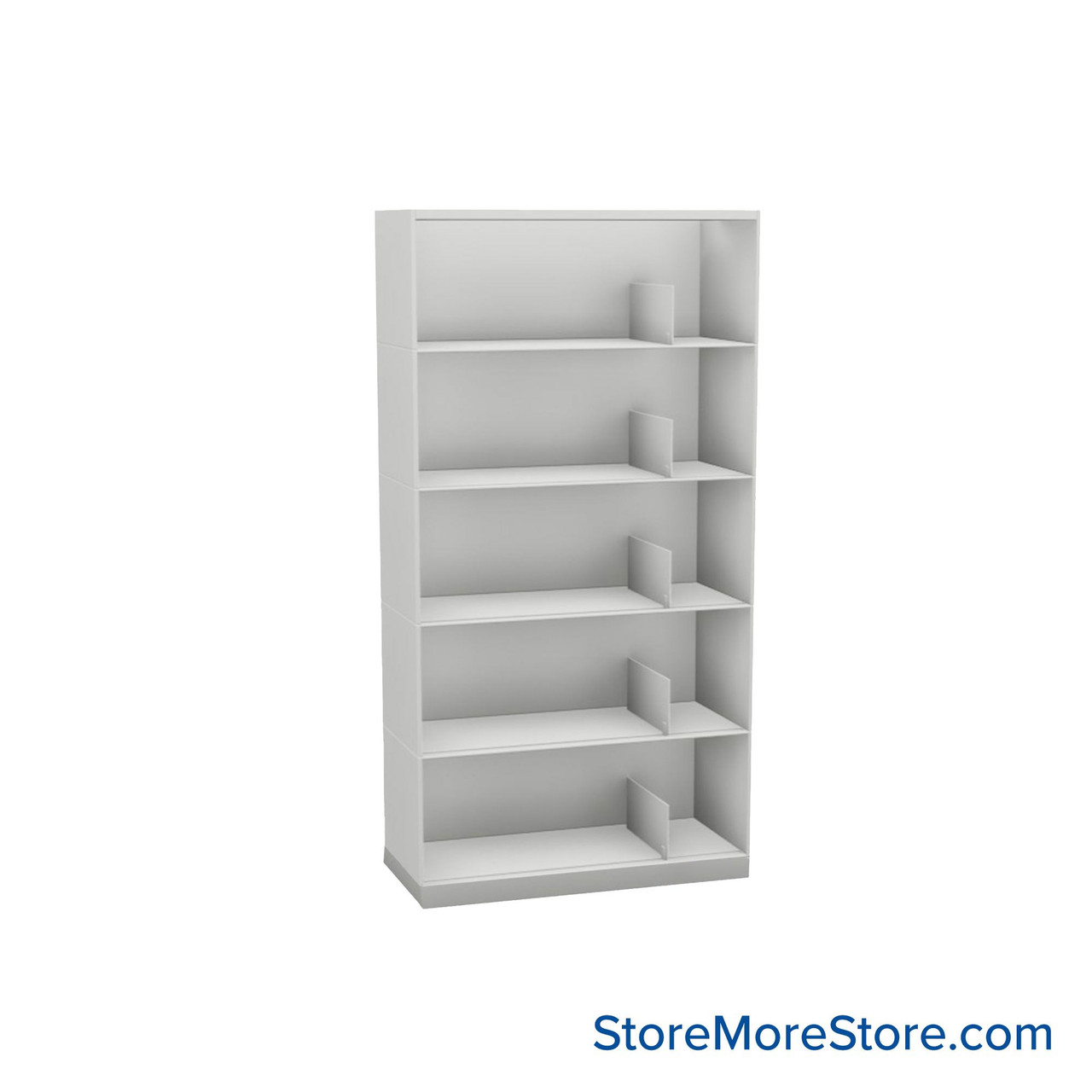 Stackable Metal Shelves, 30" W x 13.25" D x 53" H, Letter Size, 5 Levels, Sliding Dividers