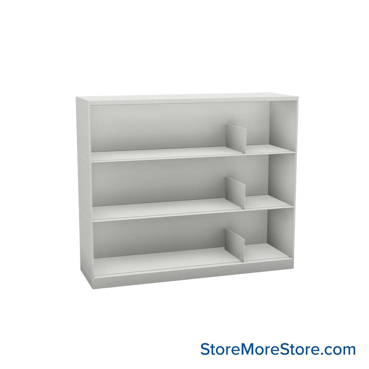 Stackable Metal Shelves, 42" W x 13.25" D x 33" H, Letter Size, 3 Levels, Sliding Dividers