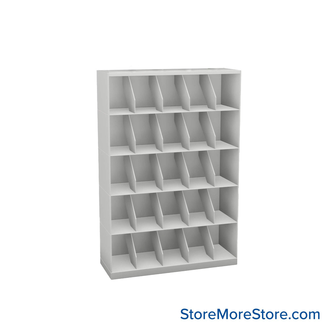 Stackable Metal Shelves, 36" W x 13.25" D x 53" H, Letter Size, 5 Levels, Fixed Welded Dividers