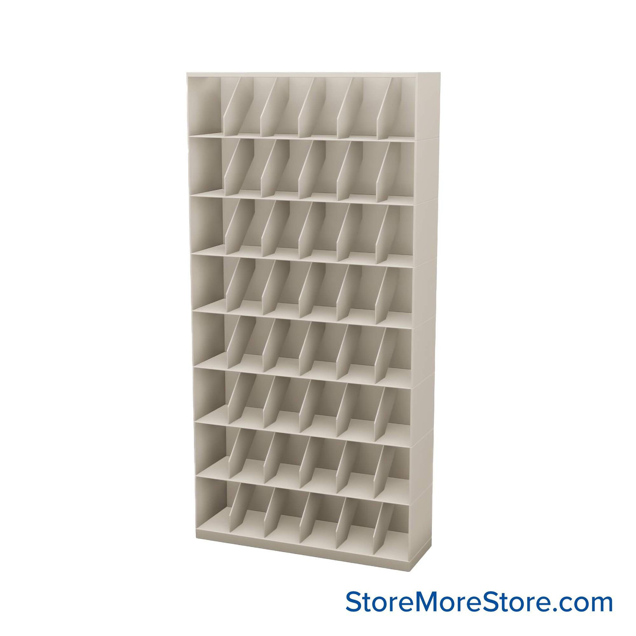 Stackable Metal Shelves, 42" W x 13.25" D x 83" H, Letter Size, 8 Levels, Fixed Welded Dividers