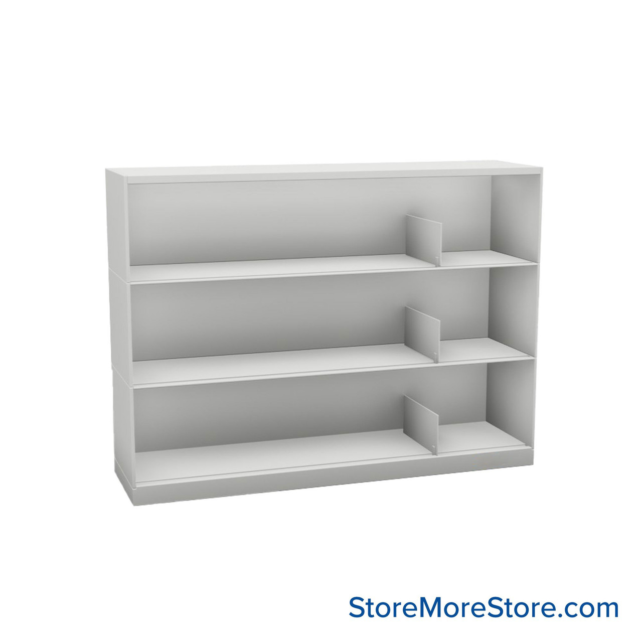 Stackable Metal Shelves, 48" W x 13.25" D x 33" H, Letter Size, 3 Levels, Sliding Dividers