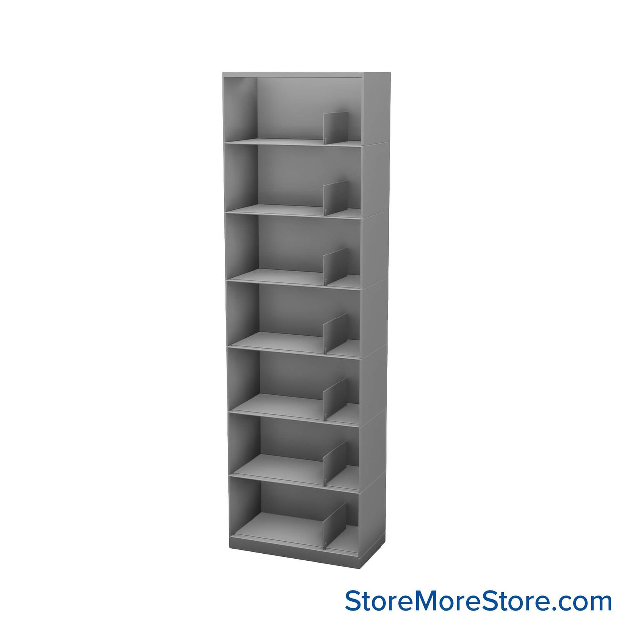 Stackable Metal Shelves, 24" W x 13.25" D x 73" H, Letter Size, 7 Levels, Sliding Dividers
