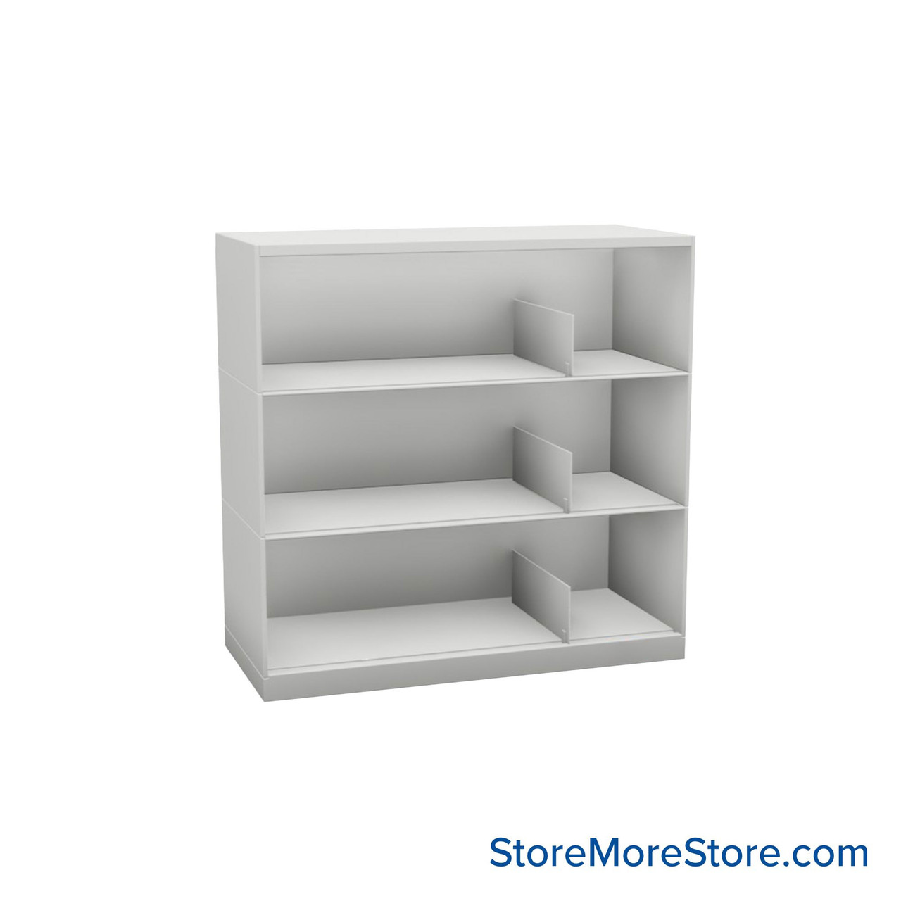 Stackable Metal Shelves, 36" W x 16.25" D x 33" H, Legal Size, 3 Levels, Sliding Dividers
