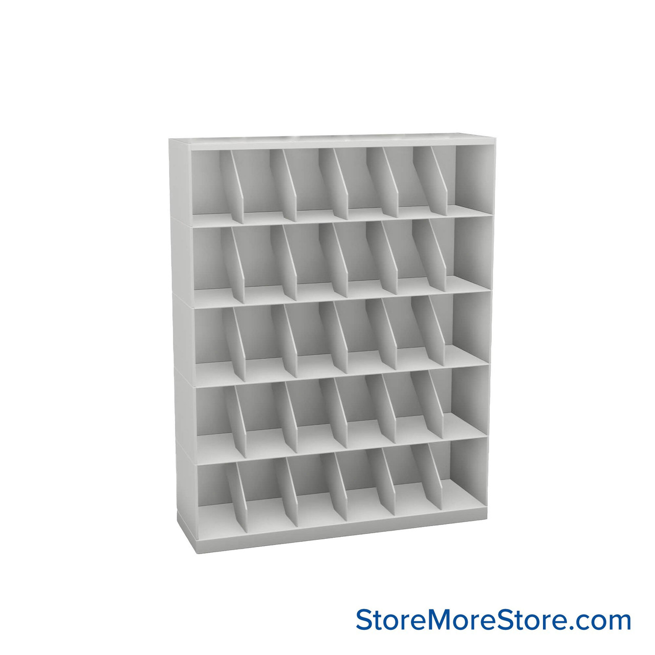 Stackable Metal Shelves, 42" W x 13.25" D x 53" H, Letter Size, 5 Levels, Fixed Welded Dividers