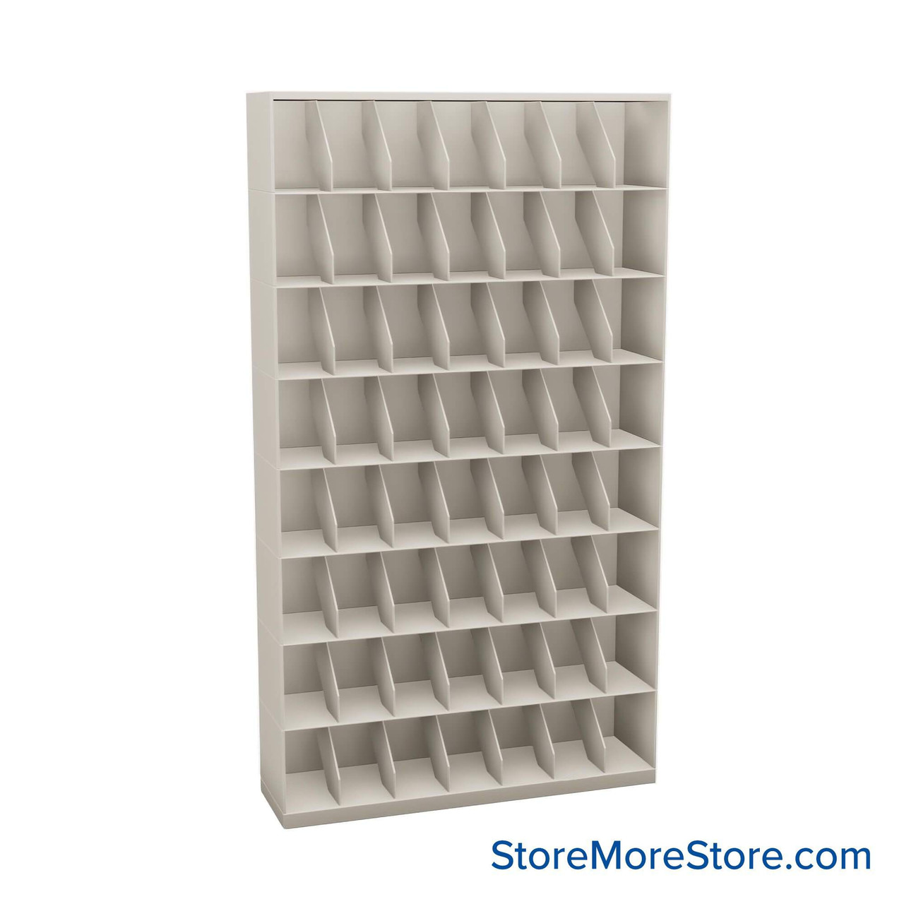 Stackable Metal Shelves, 48" W x 13.25" D x 83" H, Letter Size, 8 Levels, Fixed Welded Dividers