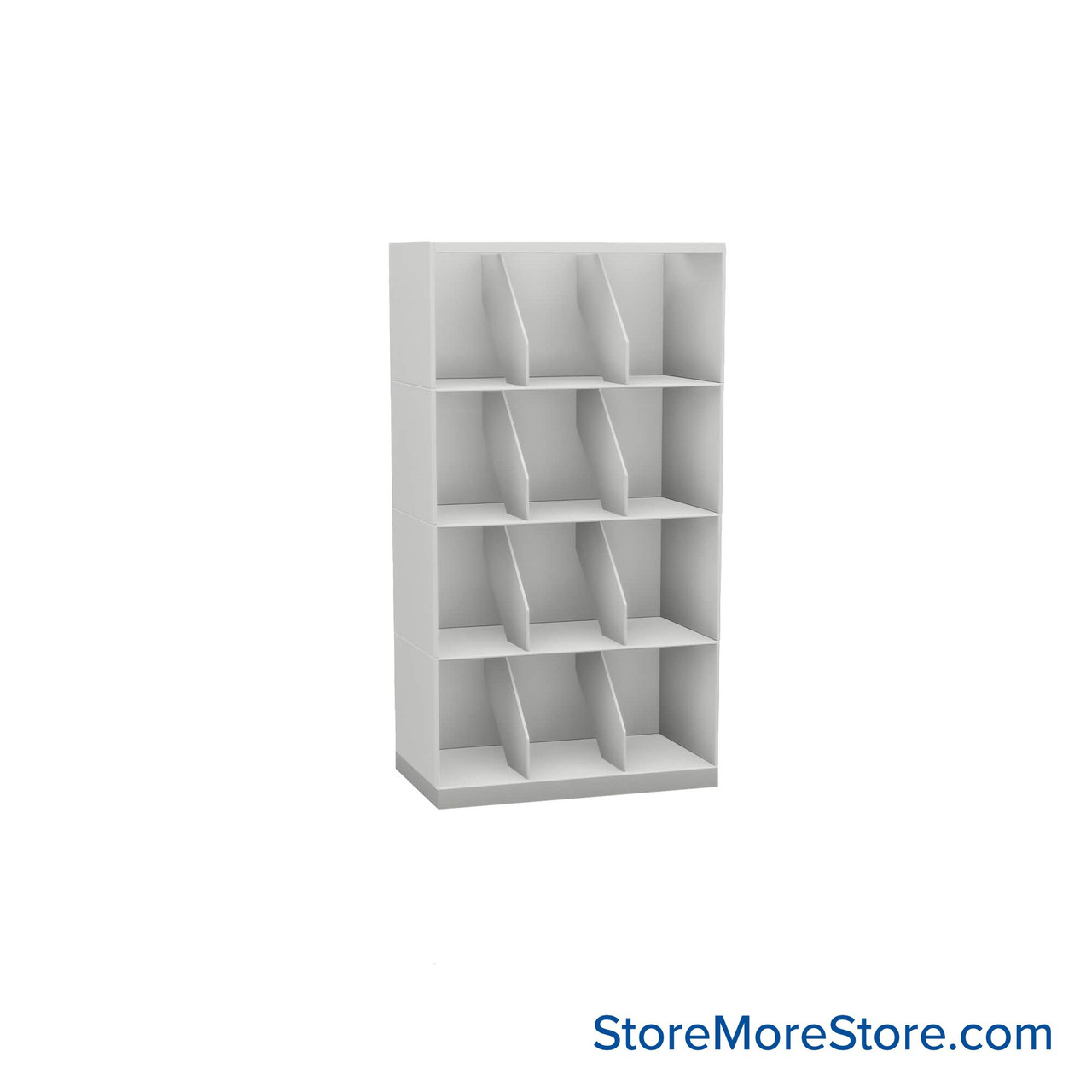 Stackable Metal Shelves, 24" W x 13.25" D x 43" H, Letter Size, 4 Levels, Fixed Welded Dividers