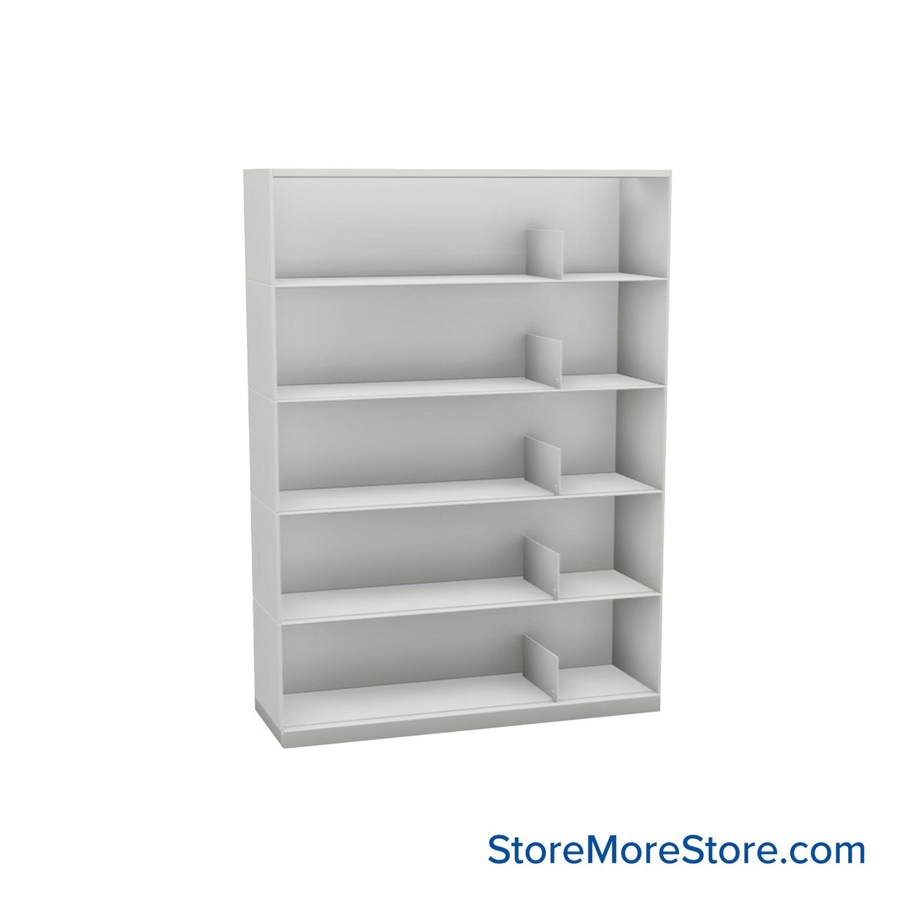 Stackable Metal Shelves, 42" W x 13.25" D x 53" H, Letter Size, 5 Levels, Sliding Dividers