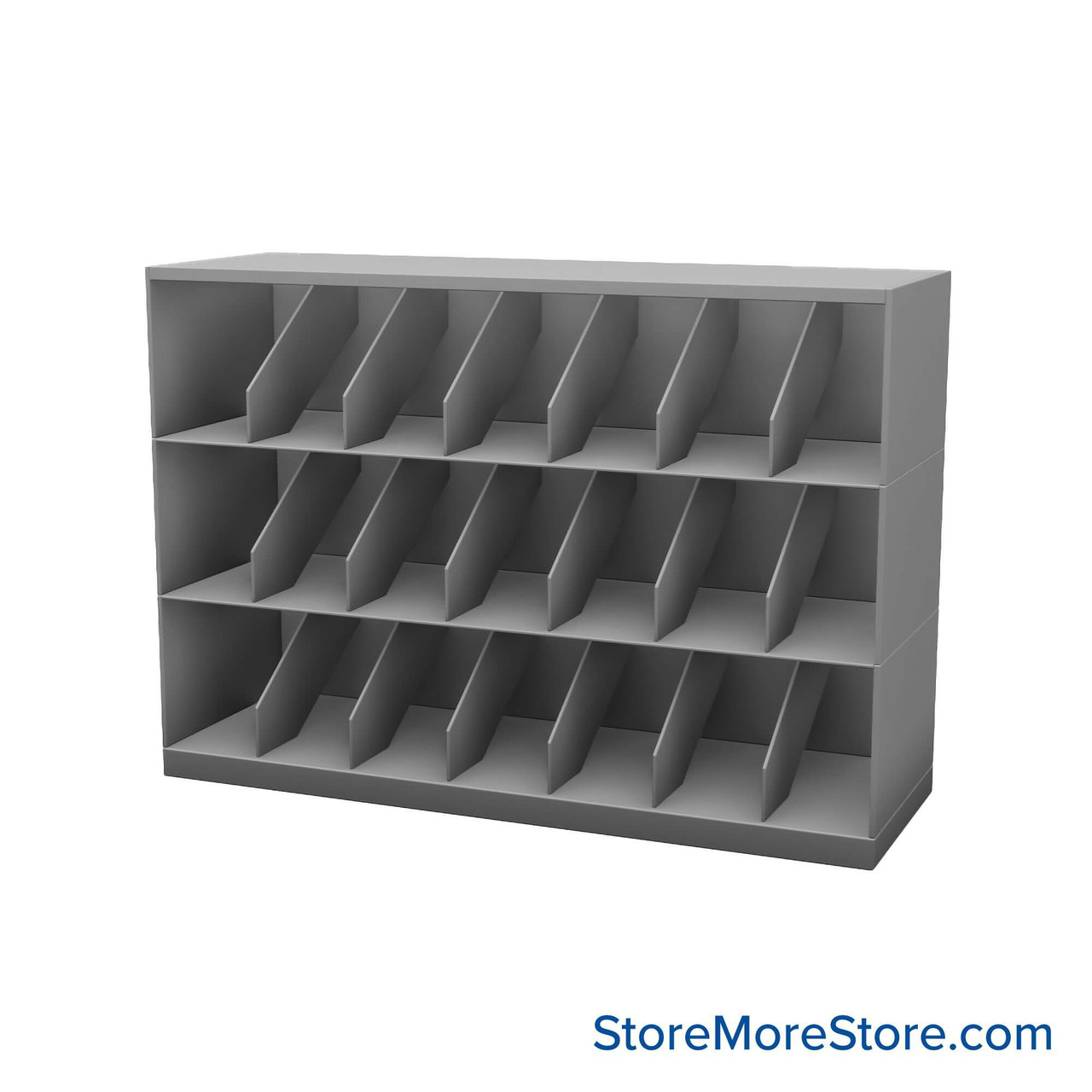 Stackable Metal Shelves, 48" W x 16.25" D x 33" H, Legal Size, 3 Levels, Fixed Welded Dividers