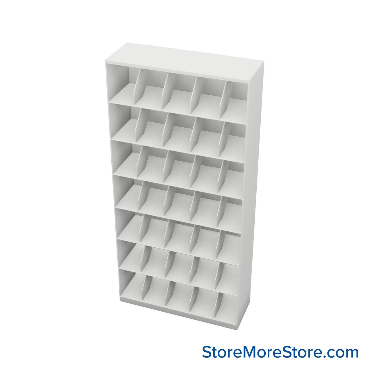 Stackable Metal Shelves, 36" W x 13.25" D x 73" H, Letter Size, 7 Levels, Fixed Welded Dividers