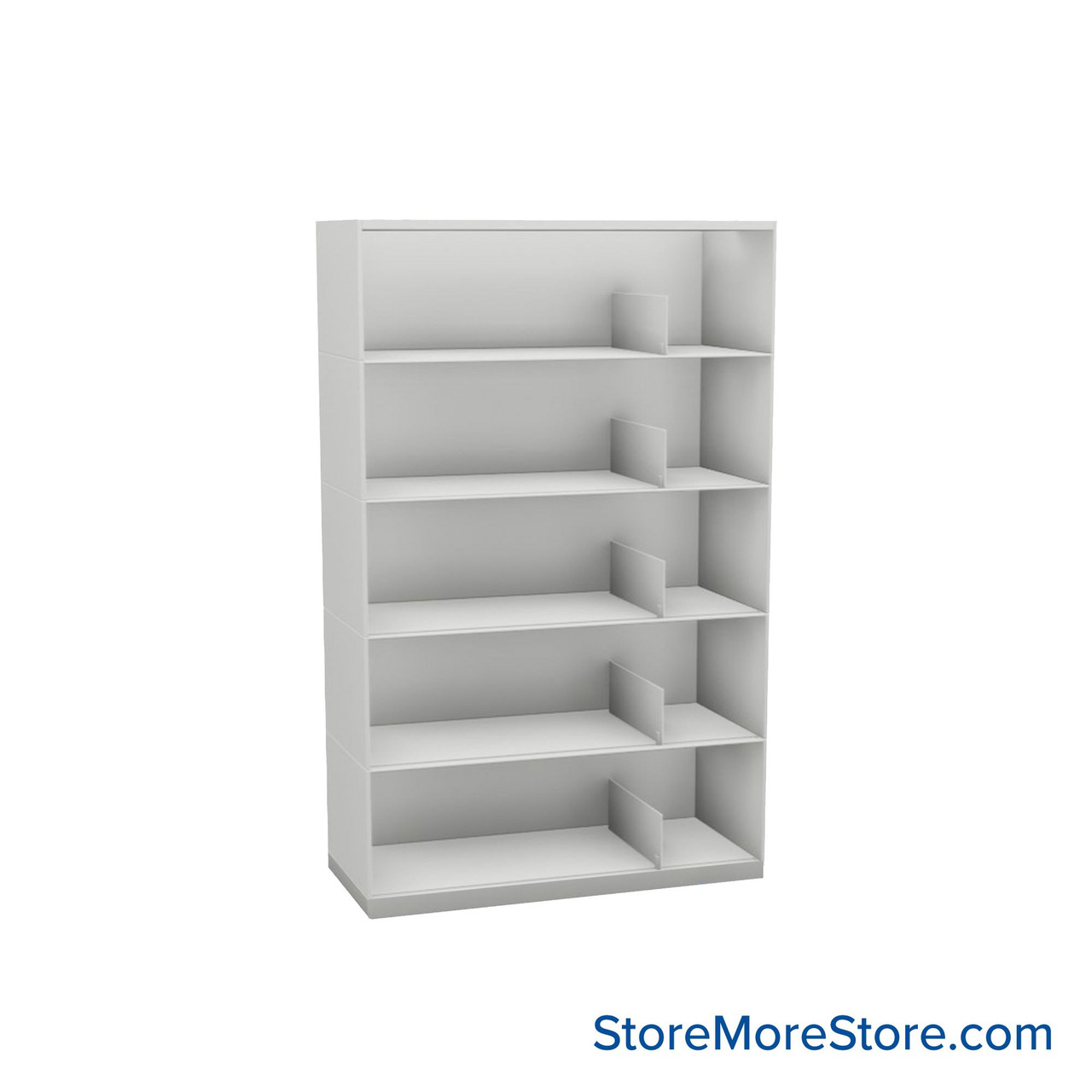 Stackable Metal Shelves, 36" W x 16.25" D x 53" H, Legal Size, 5 Levels, Sliding Dividers