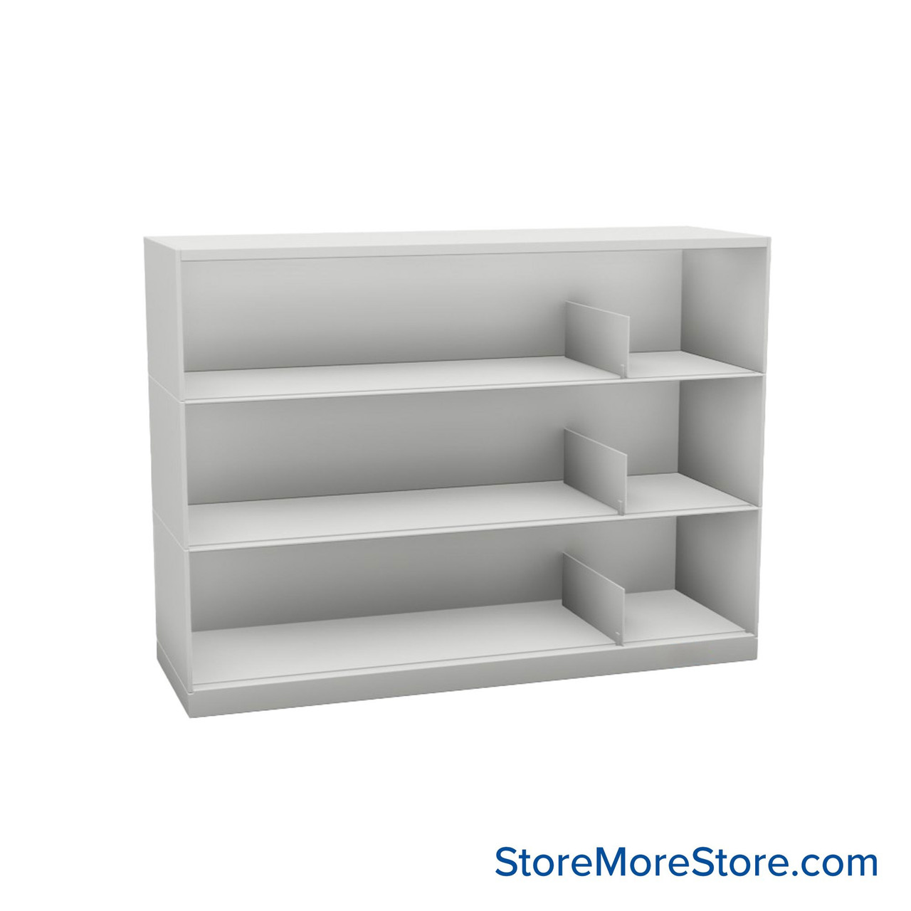 Stackable Metal Shelves, 48" W x 16.25" D x 33" H, Legal Size, 3 Levels, Sliding Dividers