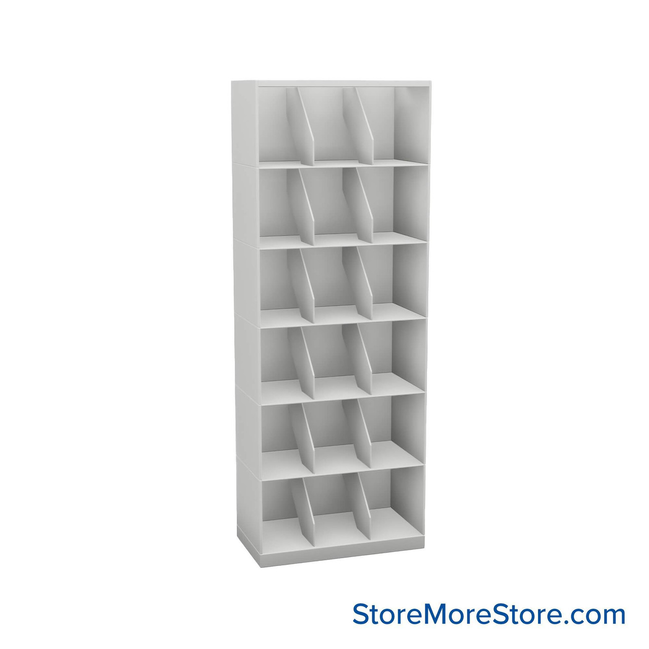Stackable Metal Shelves, 24" W x 13.25" D x 63" H, Letter Size, 6 Levels, Fixed Welded Dividers