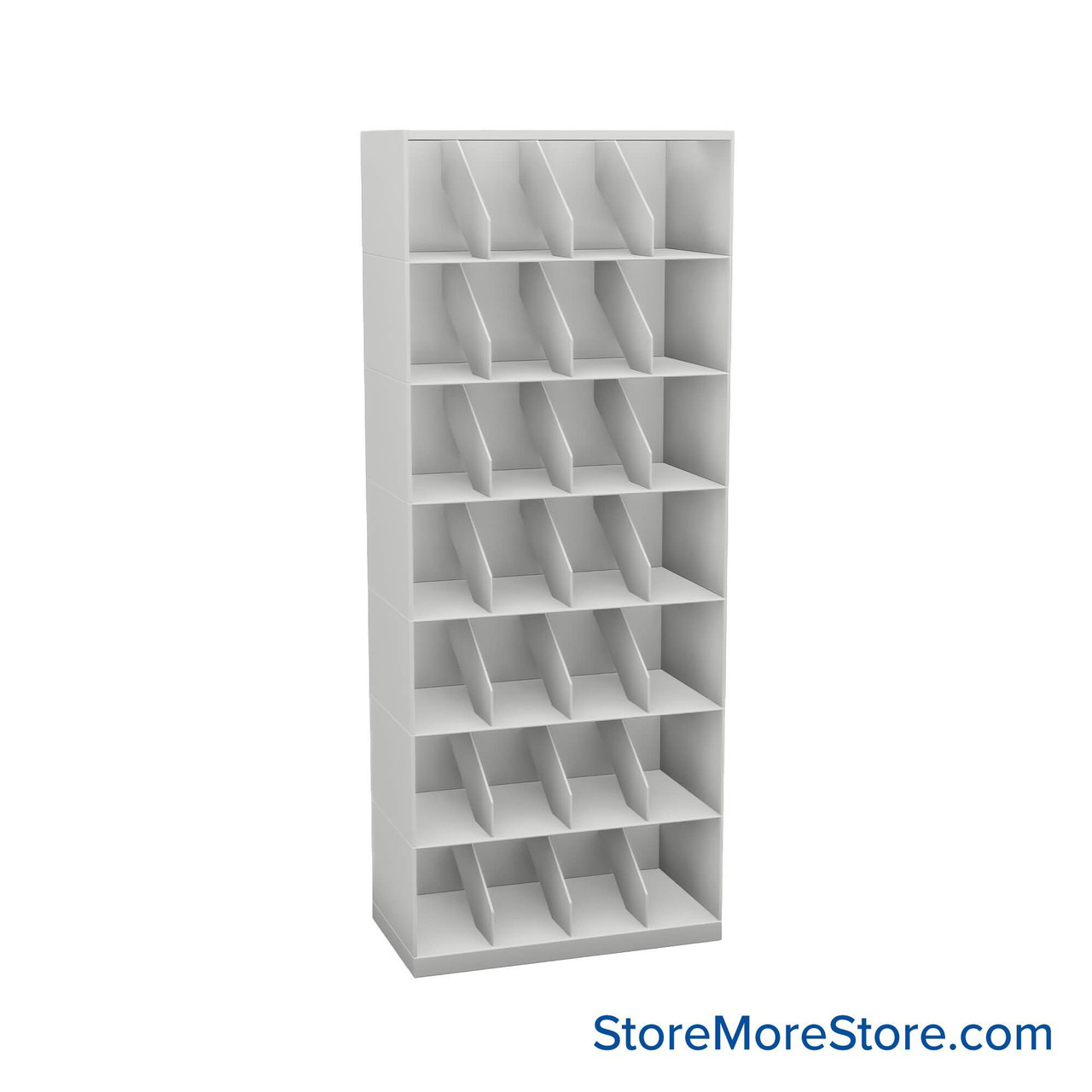 Stackable Metal Shelves, 30" W x 16.25" D x 73" H, Legal Size, 7 Levels, Fixed Welded Dividers