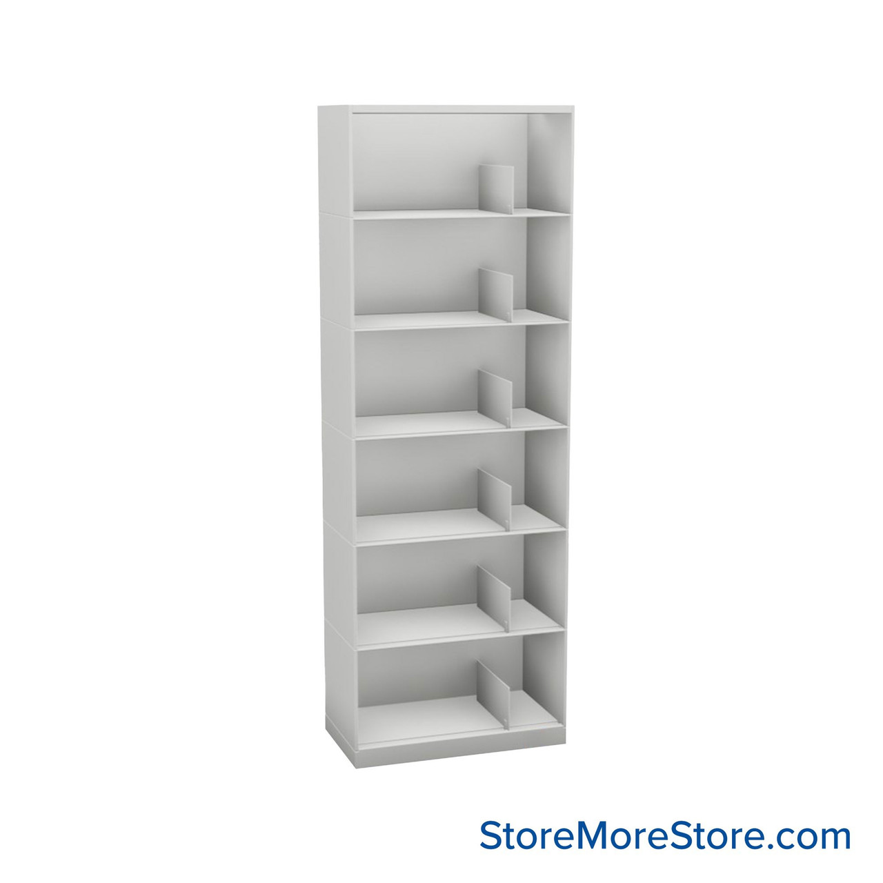 Stackable Metal Shelves, 24" W x 13.25" D x 63" H, Letter Size, 6 Levels, Sliding Dividers