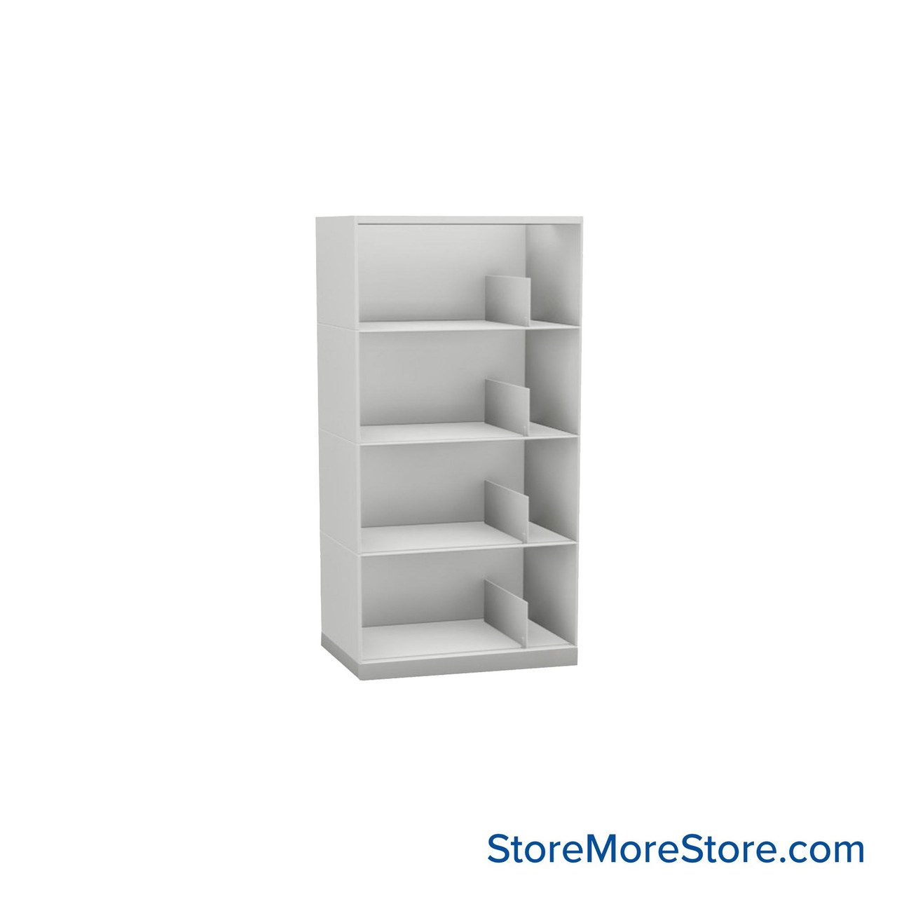Stackable Metal Shelves, 24" W x 16.25" D x 43" H, Legal Size, 4 Levels, Sliding Dividers