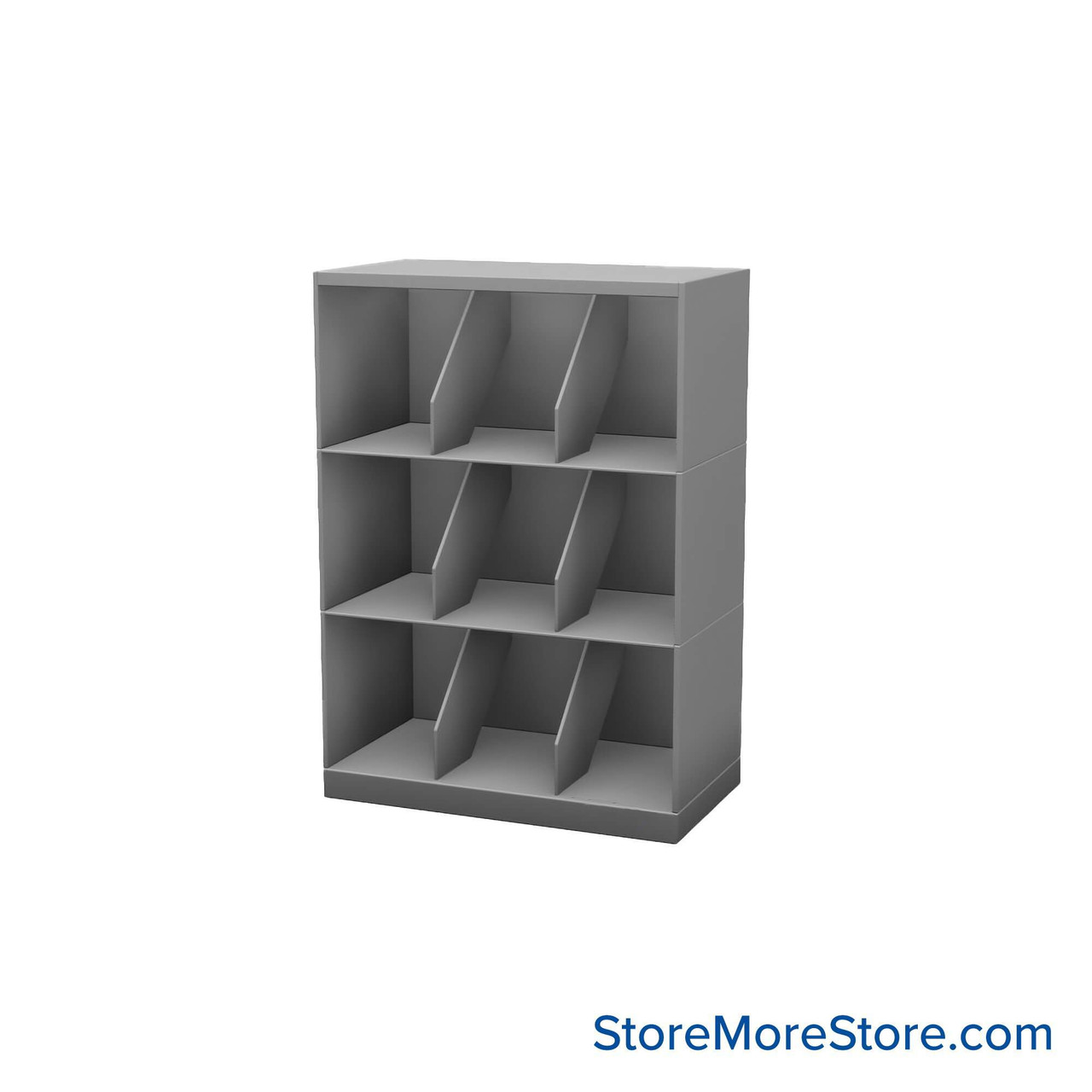 Stackable Metal Shelves, 24" W x 13.25" D x 33" H, Letter Size, 3 Levels, Fixed Welded Dividers