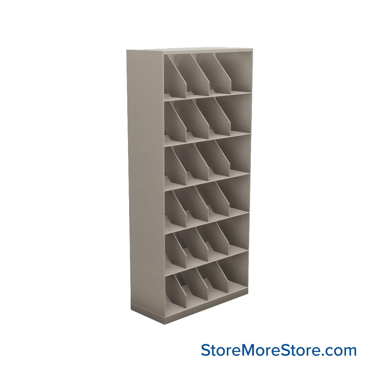 Stackable Metal Shelves, 30" W x 13.25" D x 63" H, Letter Size, 6 Levels, Fixed Welded Dividers