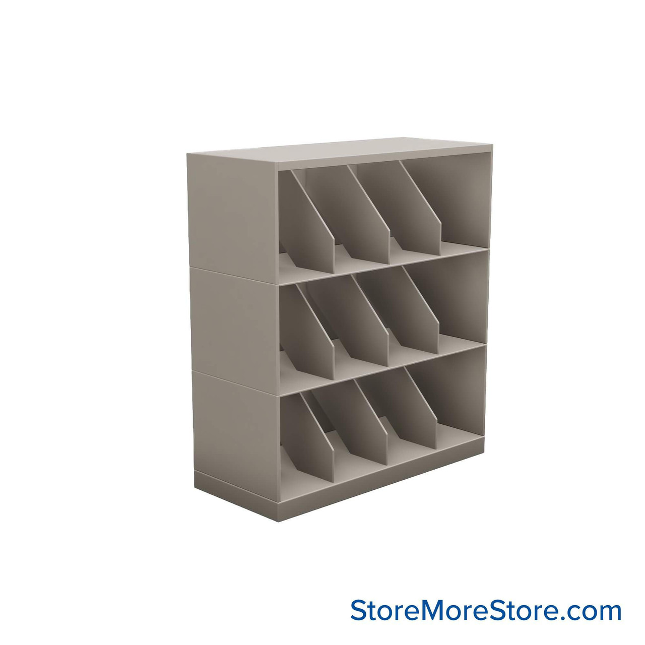 Stackable Metal Shelves, 30" W x 13.25" D x 33" H, Letter Size, 3 Levels, Fixed Welded Dividers