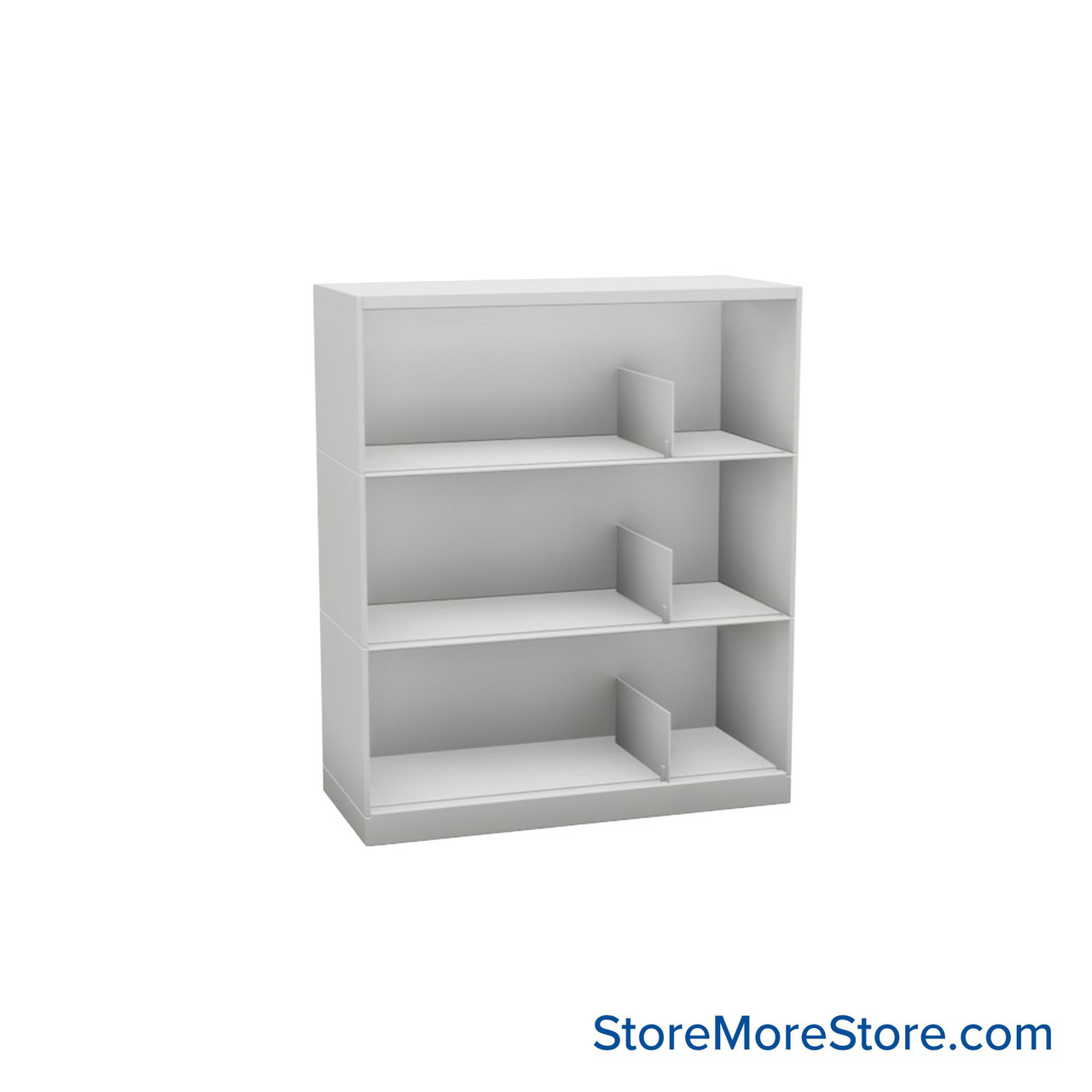 Stackable Metal Shelves, 30" W x 13.25" D x 33" H, Letter Size, 3 Levels, Sliding Dividers