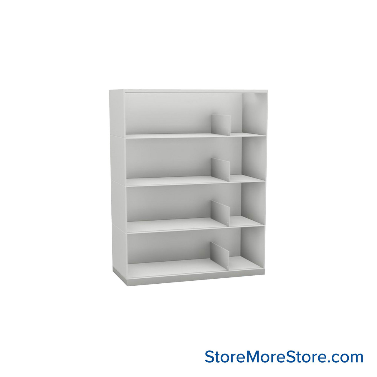 Stackable Metal Shelves, 36" W x 16.25" D x 43" H, Legal Size, 4 Levels, Sliding Dividers