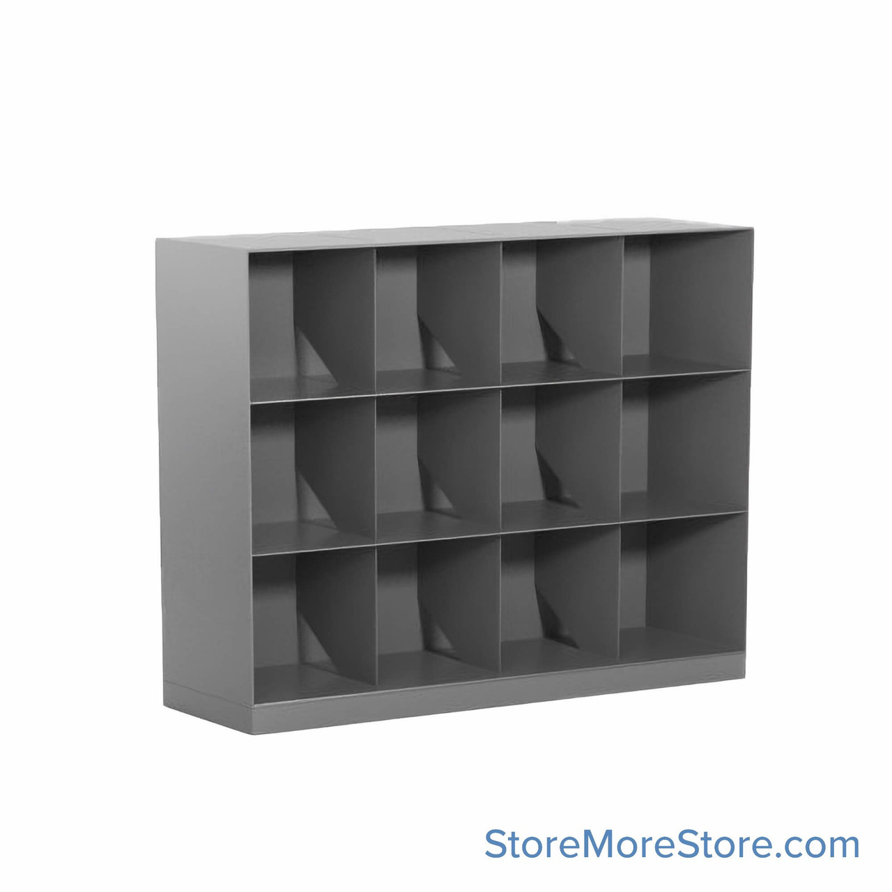 Slanted shelving, 54.75" W x 10" D x 31.25" H, 3 Levels, Letter Storage