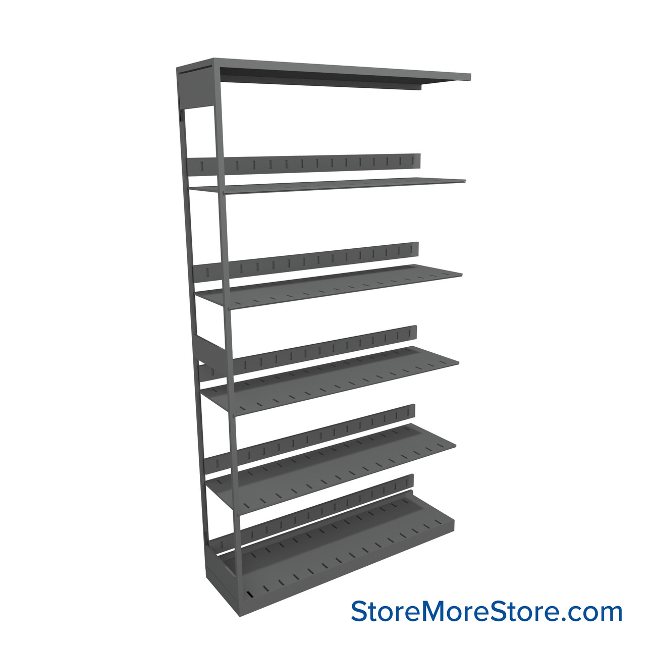 Binder Shelving, 42" W x 12" D x 76.25" H, 5 Shelves, Single-Sided Adder Unit