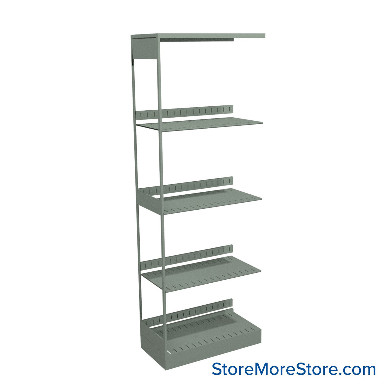 Binder Shelving, 24" W x 12" D x 64.25" H, 4 Shelves, Single-Sided Adder Unit