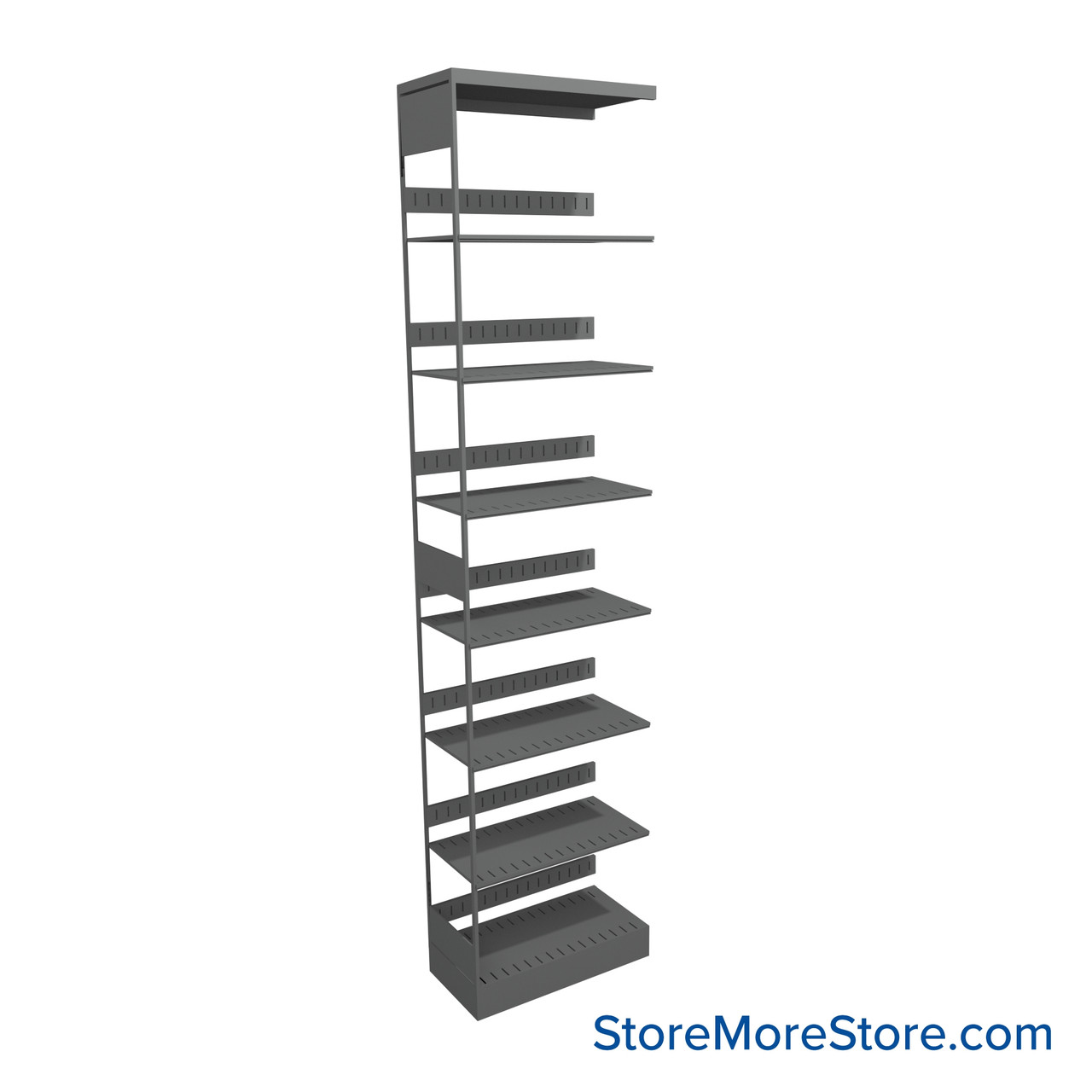 Binder Shelving, 24" W x 12" D x 97.25" H, 7 Shelves, Single-Sided Adder Unit