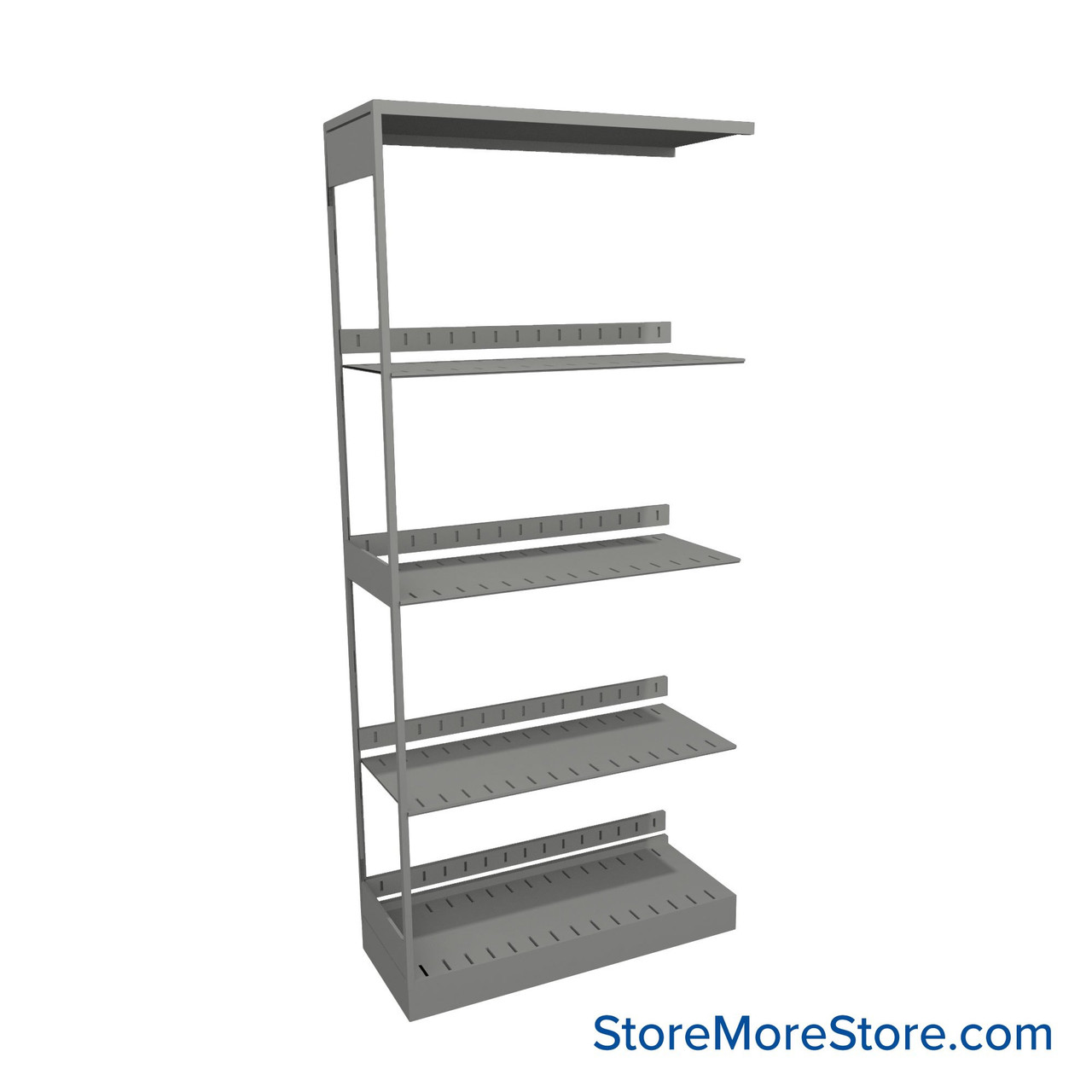 Binder Shelving, 30" W x 12" D x 64.25" H, 4 Shelves, Single-Sided Adder Unit