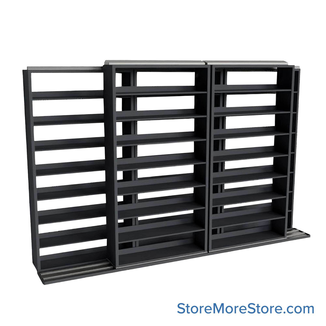 Sliding File Shelves, 148" W x 26.5" D x 95.75" H