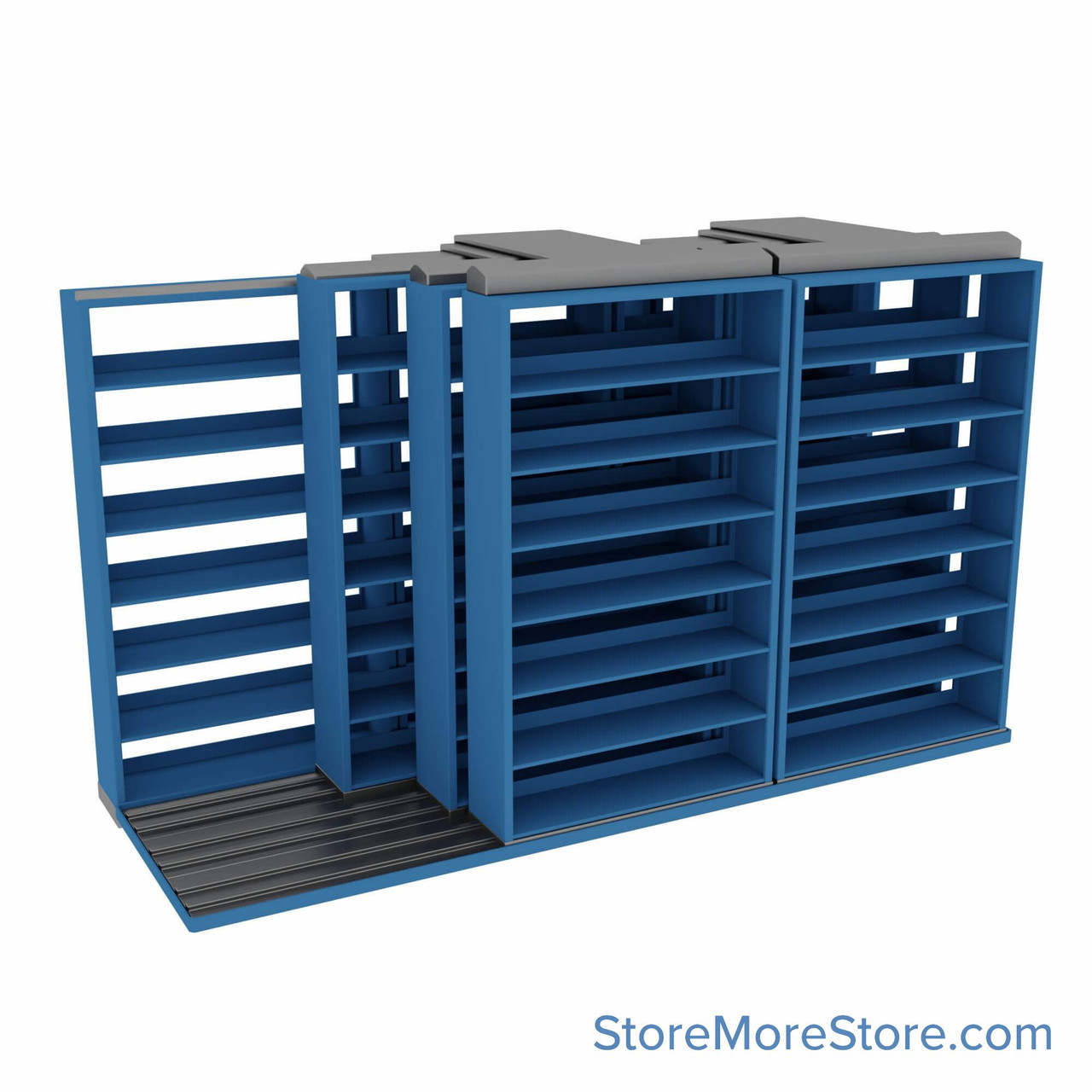 Sliding File Shelves, 148" W x 54.5" D x 83.75" H