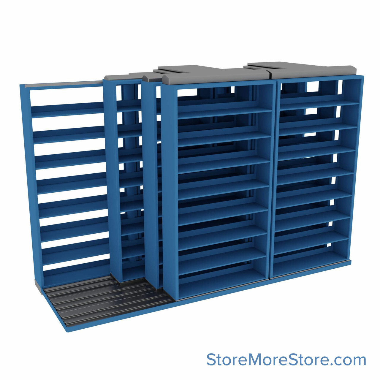 Sliding File Shelves, 148" W x 54.5" D x 95.75" H