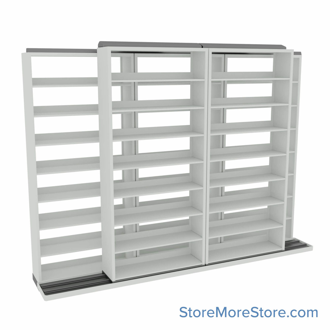 Sliding File Shelves, 130" W x 26.5" D x 95.75" H
