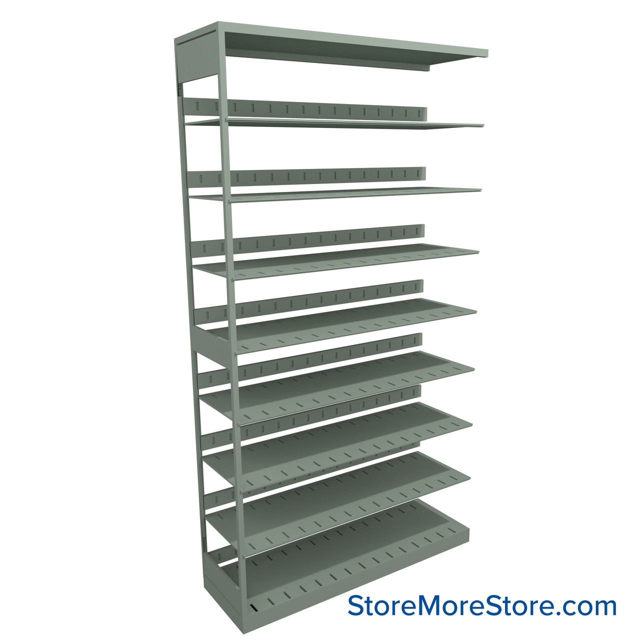 Legal File Shelving, 48" W x 15" D x 88.25" H, Single-Sided Adder Unit