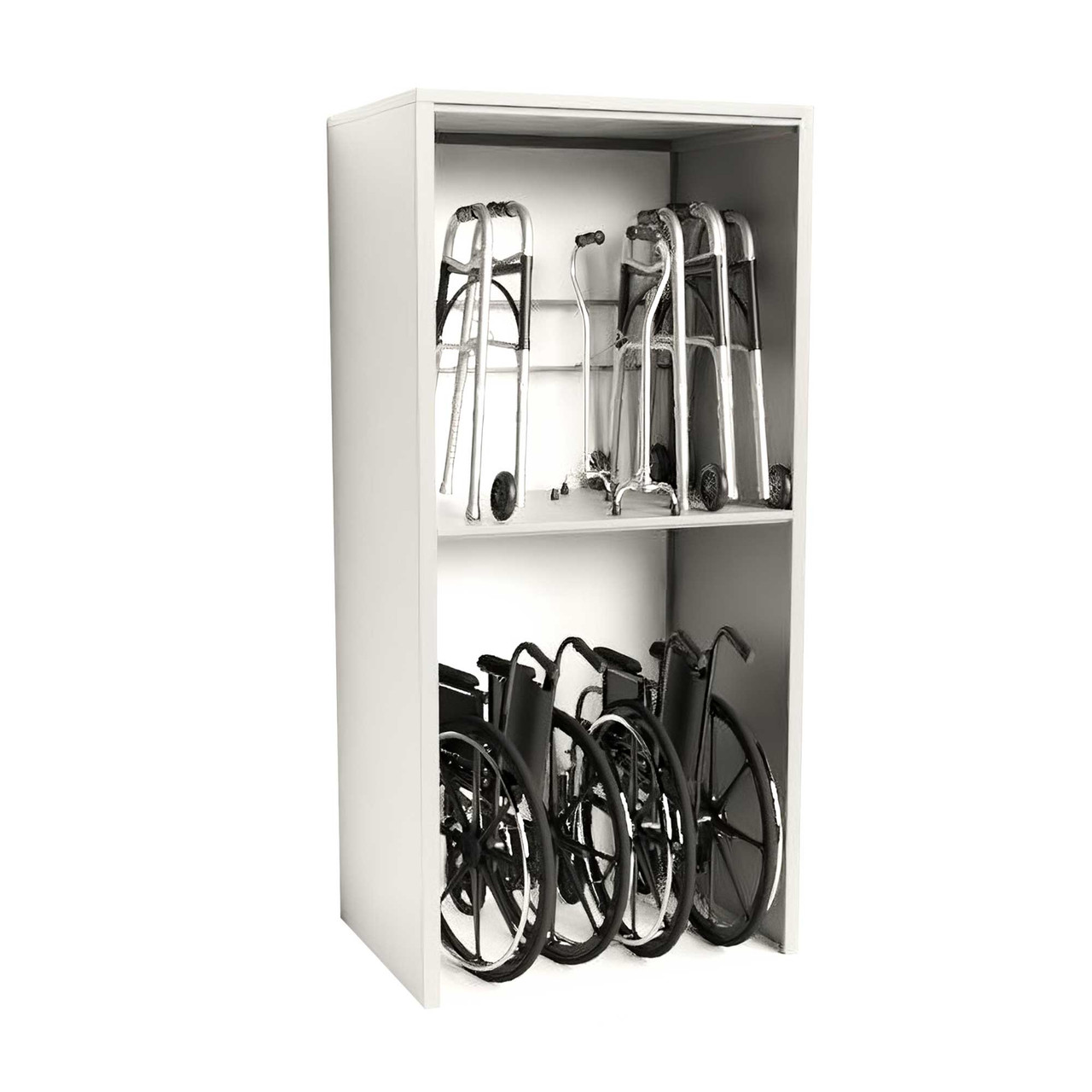 Wheelchair and Walker Shelving, 42" W x 24" D x 88" H