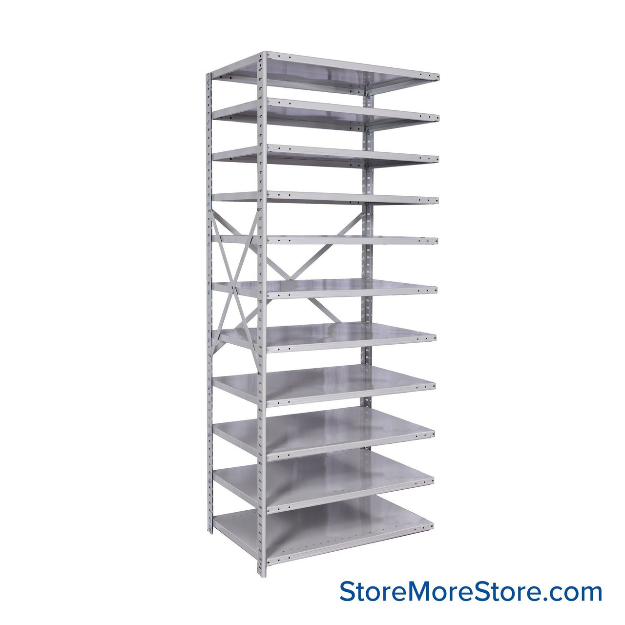 Antimicrobial Shelving, 36" W x 18" D, Adder Unit, Open Shelving, 11 Adjustable Shelfs