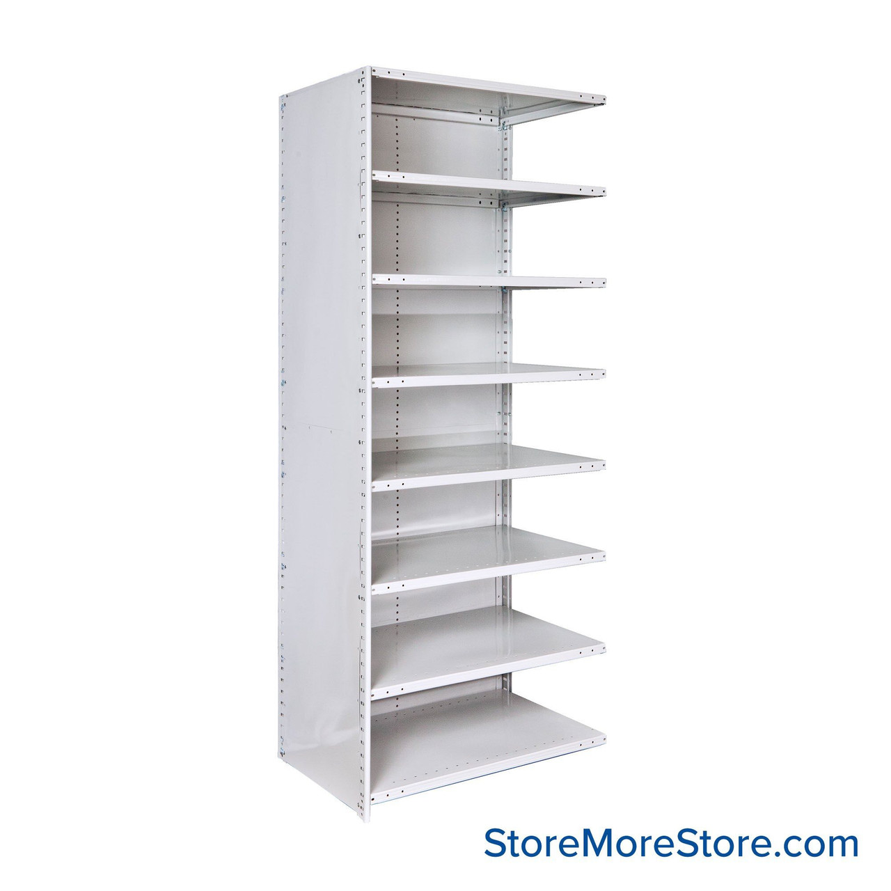 Antimicrobial Shelving, 48" W x 12" D, Adder Unit, Closed Shelving, 8 Adjustable Shelfs