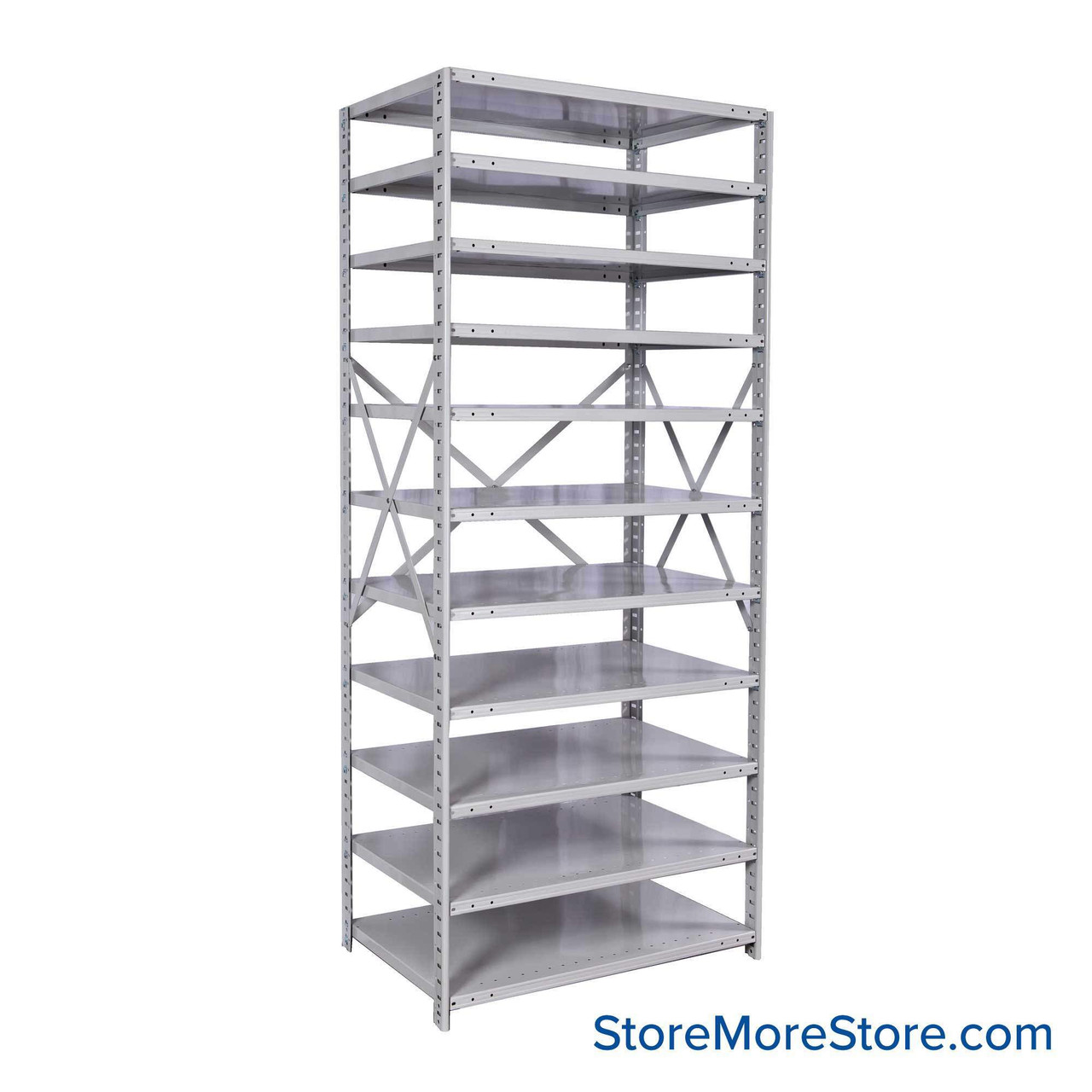 Antimicrobial Shelving, 48" W x 12" D, Starter Unit, Open Shelving, 11 Adjustable Shelfs