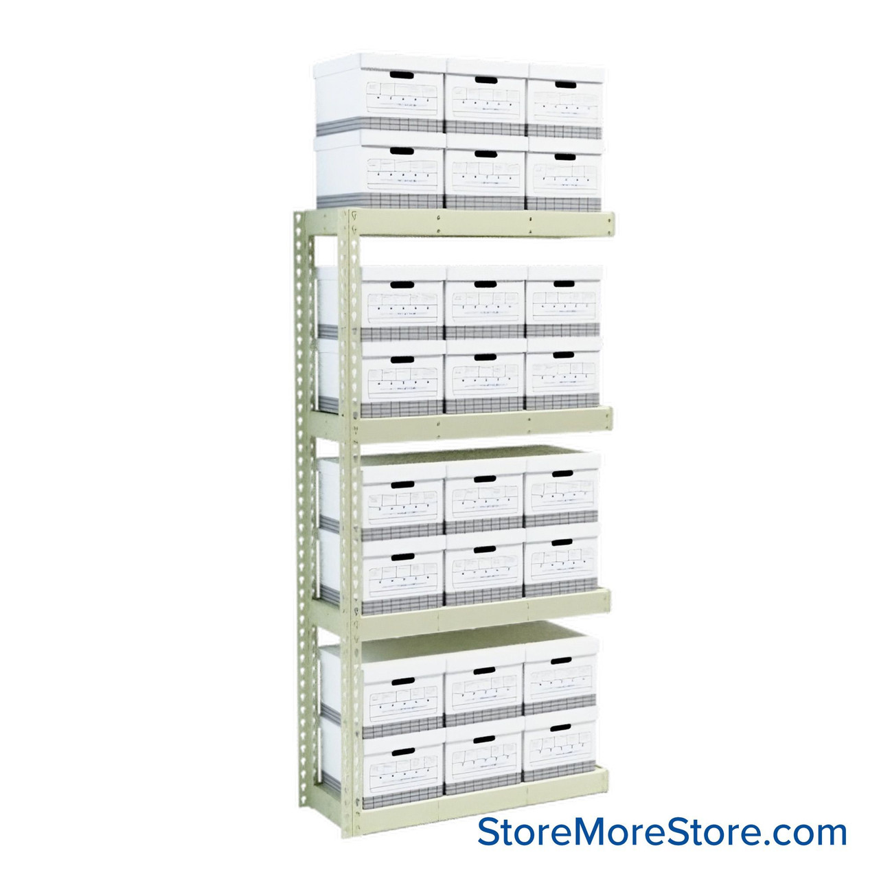 File Box Rack, 42" W x 15" D x 84" H, Adder Unit, Particle Board