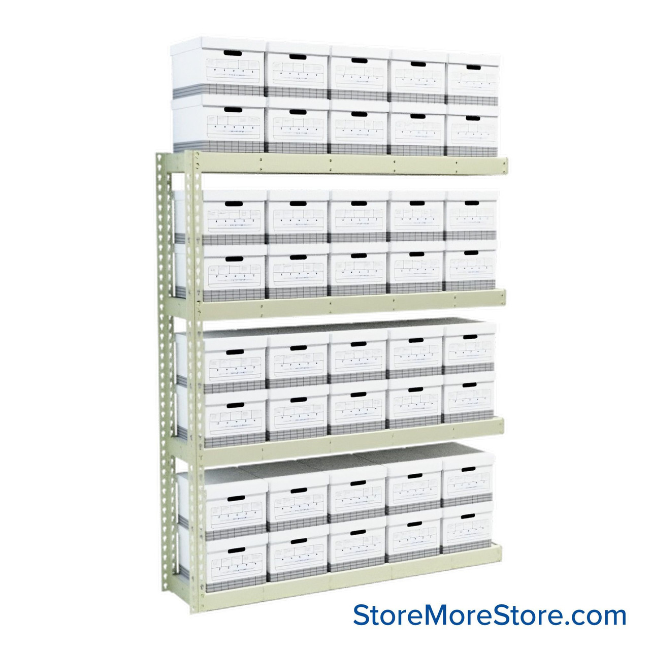 File Box Rack, 69" W x 15" D x 84" H, Adder Unit, Particle Board