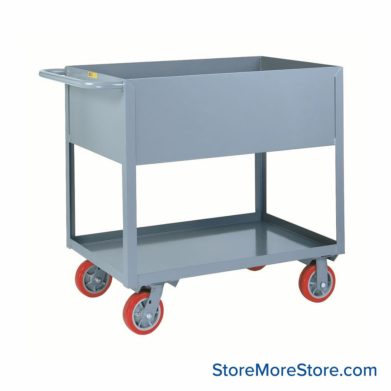 Steel Utility Cart, 24" W x 36" D x 38" H, 6" Polyurethane Casters, 12" Deep Top/ 1.5" Deep Bottom Shelf Edging